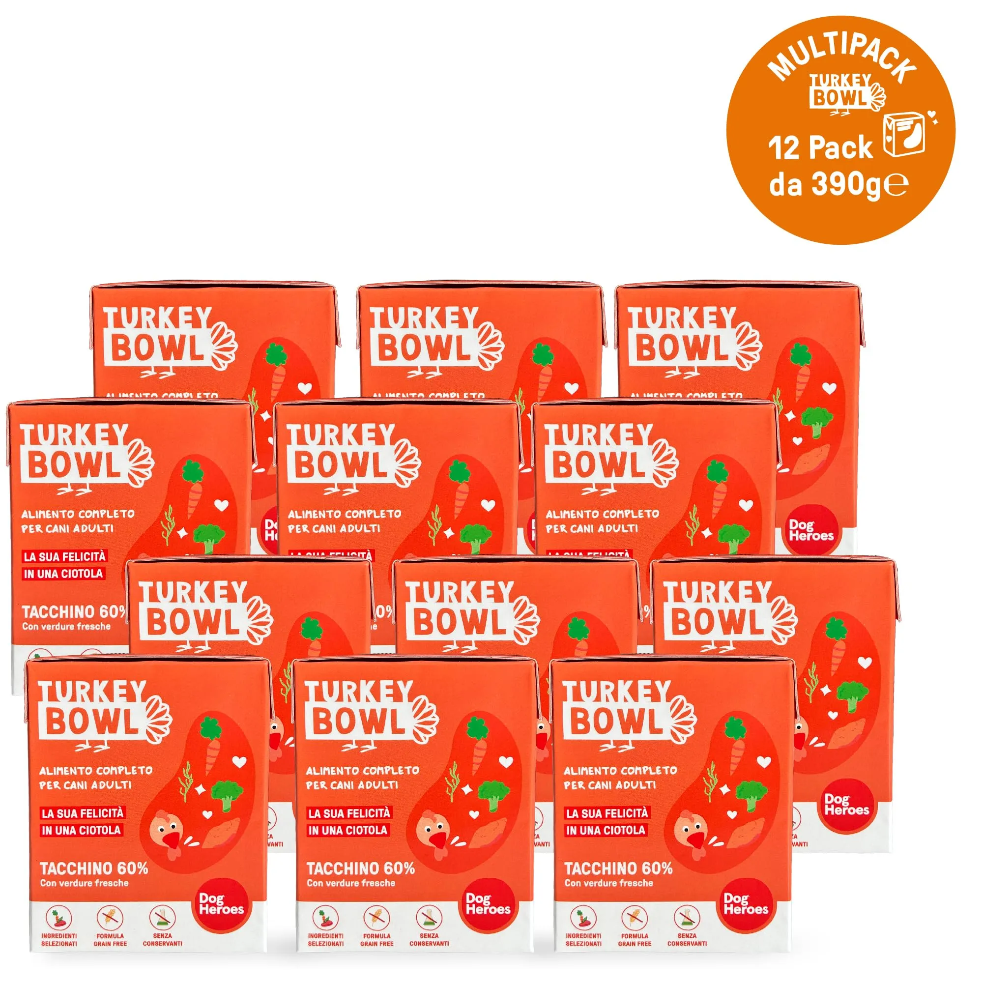 Dog Heroes Cibo Umido per Cani al Tacchino (60%), 12x390g - immagine 2