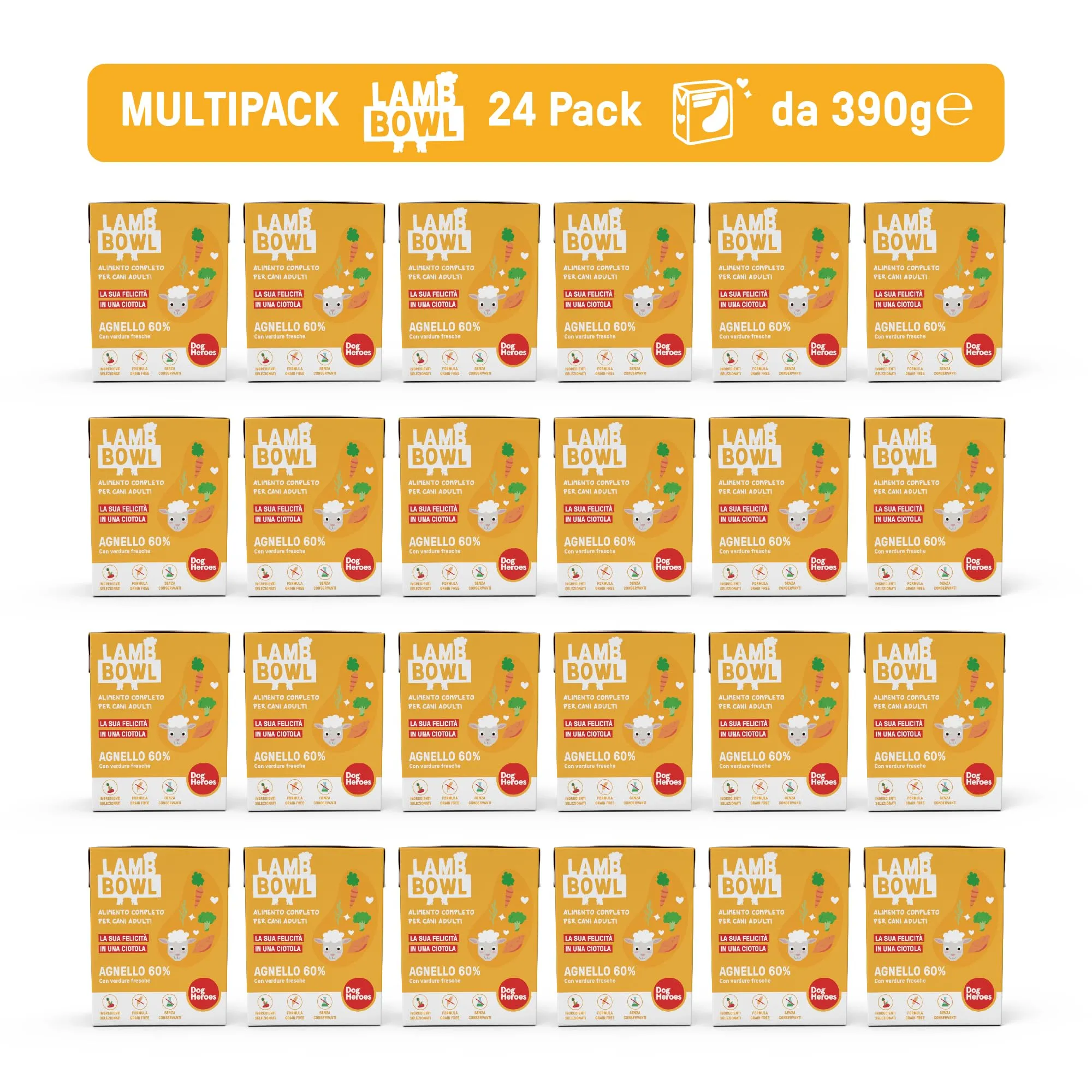 Dog Heroes Cibo Umido per Cani Agnello (60%) 24x390g - immagine 2