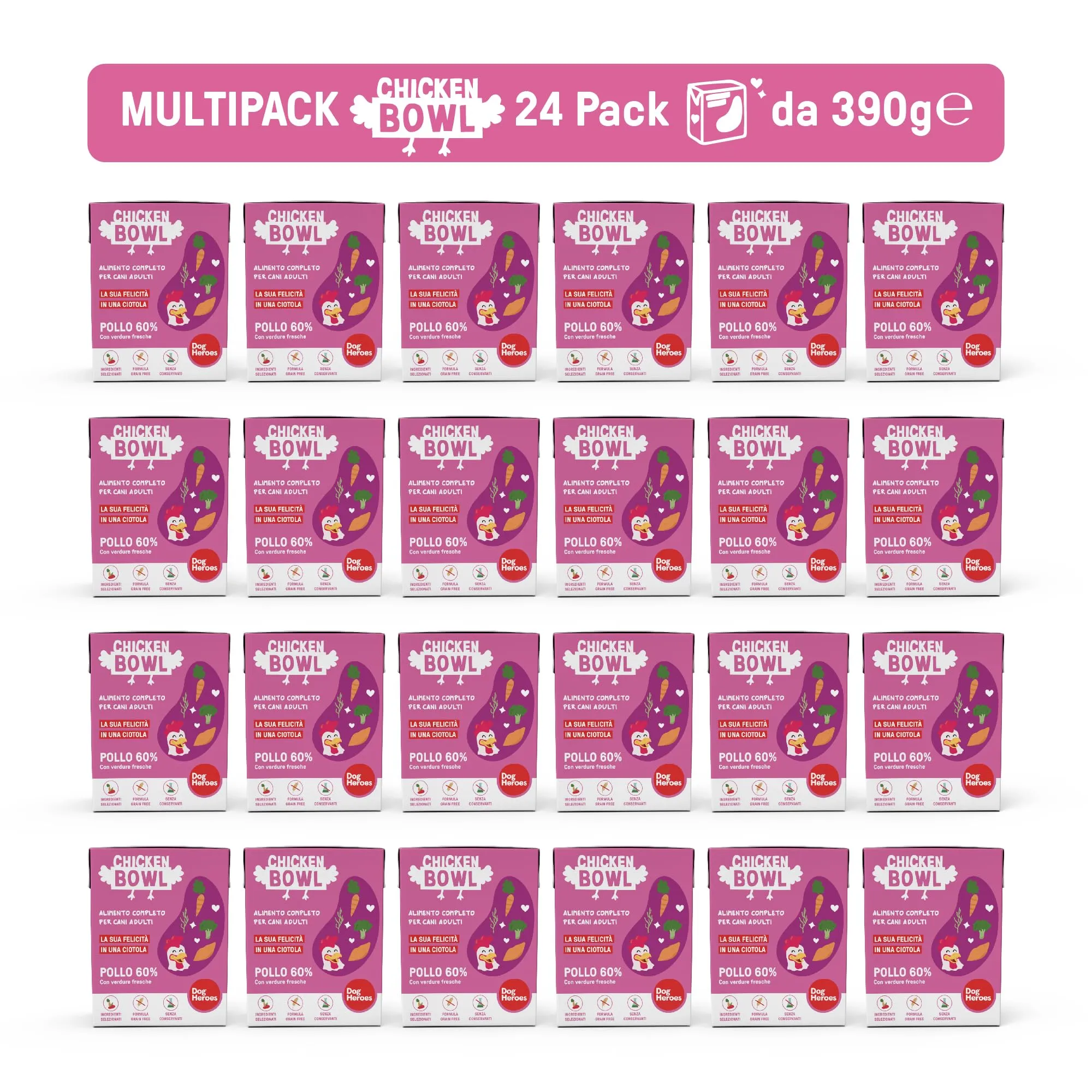 Dog Heroes Cibo Umido per Cani Pollo (60%), 24x390g - immagine 2