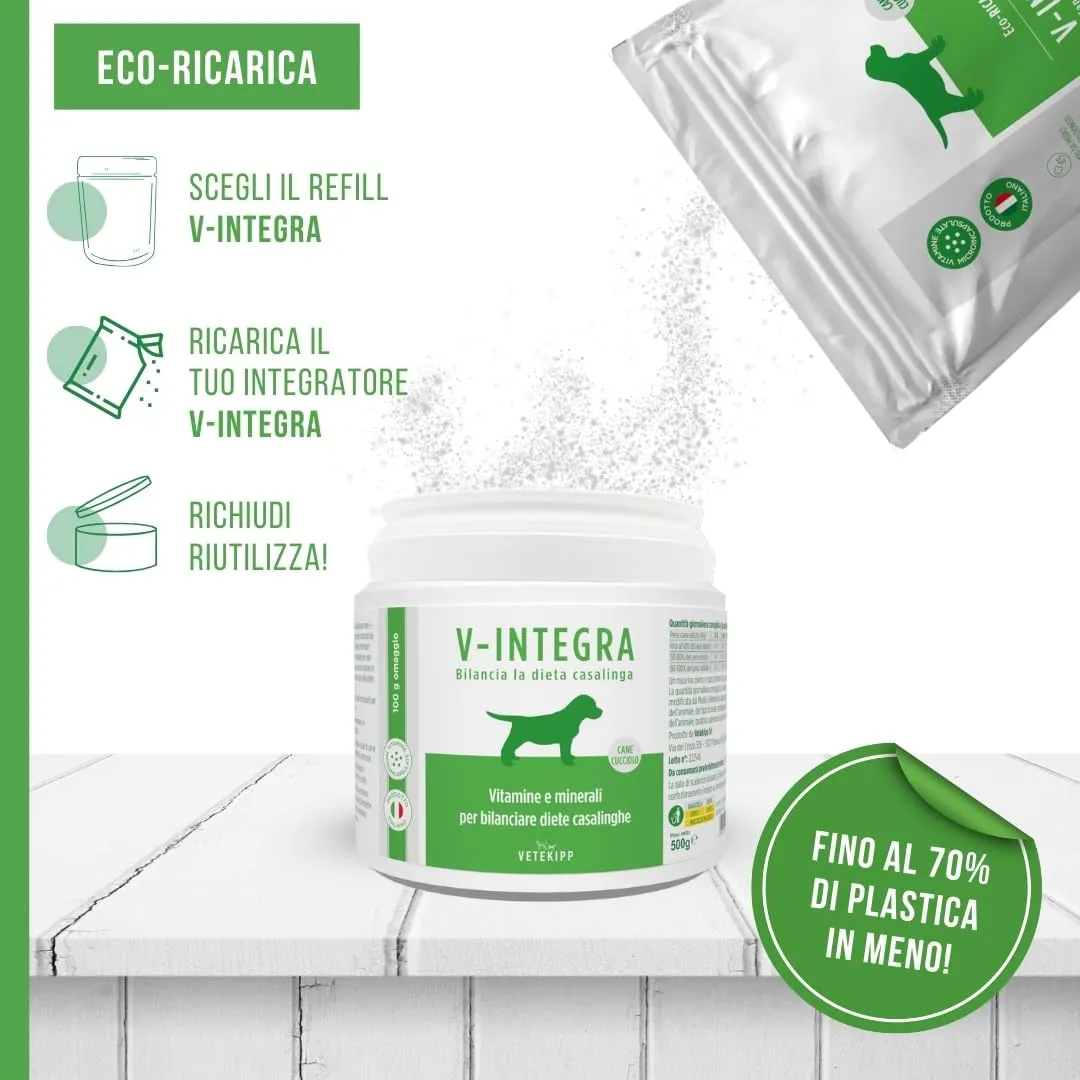 V-INTEGRA Cane Cucciolo Integratore Multivitaminico per Dieta Casalinga e BARF, 1kg ECO RICARICA - immagine 4
