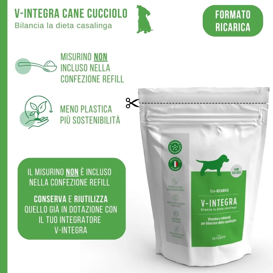 V-INTEGRA Cane Cucciolo Integratore Multivitaminico per Dieta Casalinga e BARF, 1kg ECO RICARICA - immagine 5
