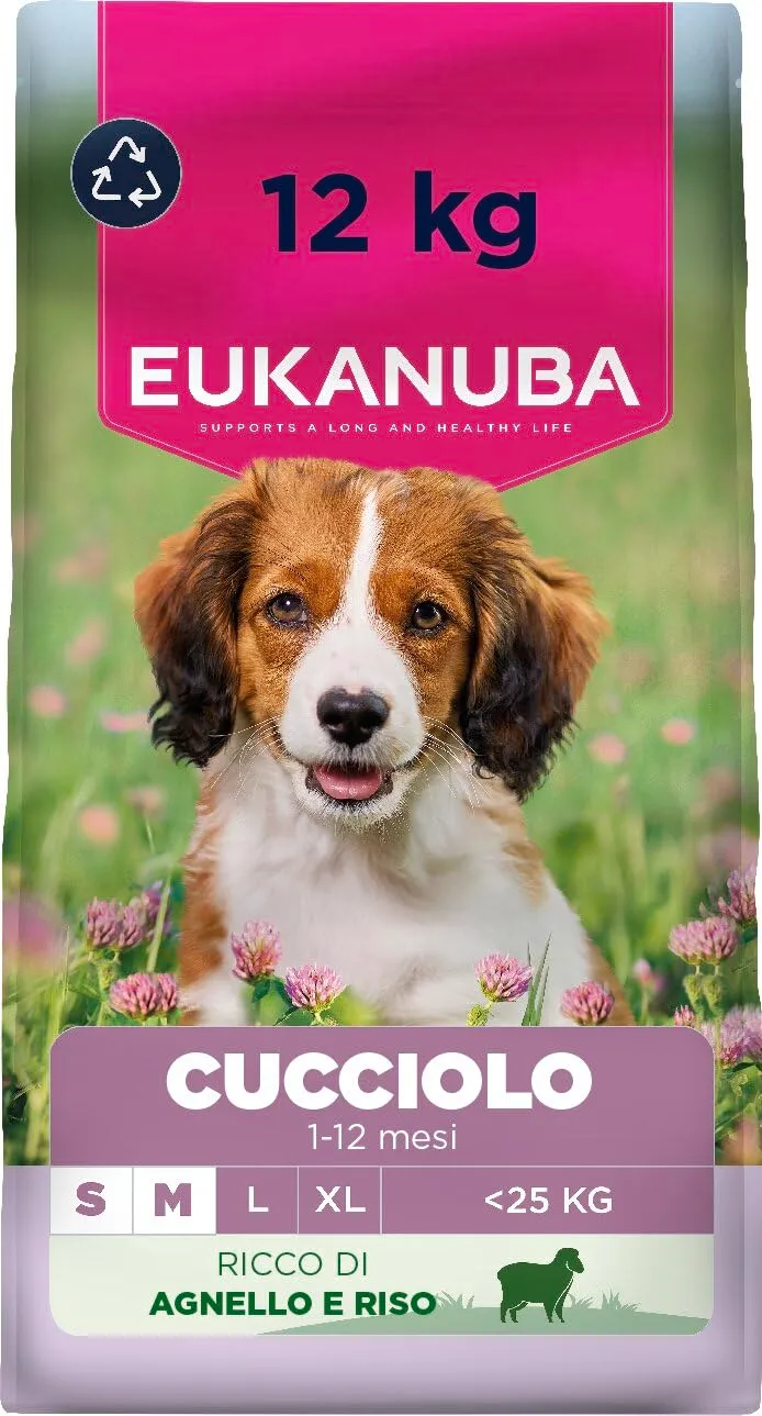 Eukanuba Crocchette cuccioli taglia piccola/media con agnello e riso, 12 kg - immagine 1