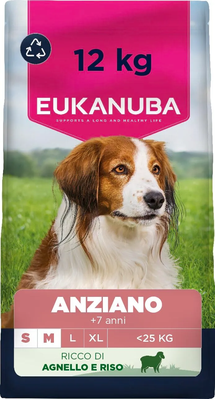 Eukanuba Crocchette per cani anziani piccola/media, agnello e riso, 12 kg - immagine 1