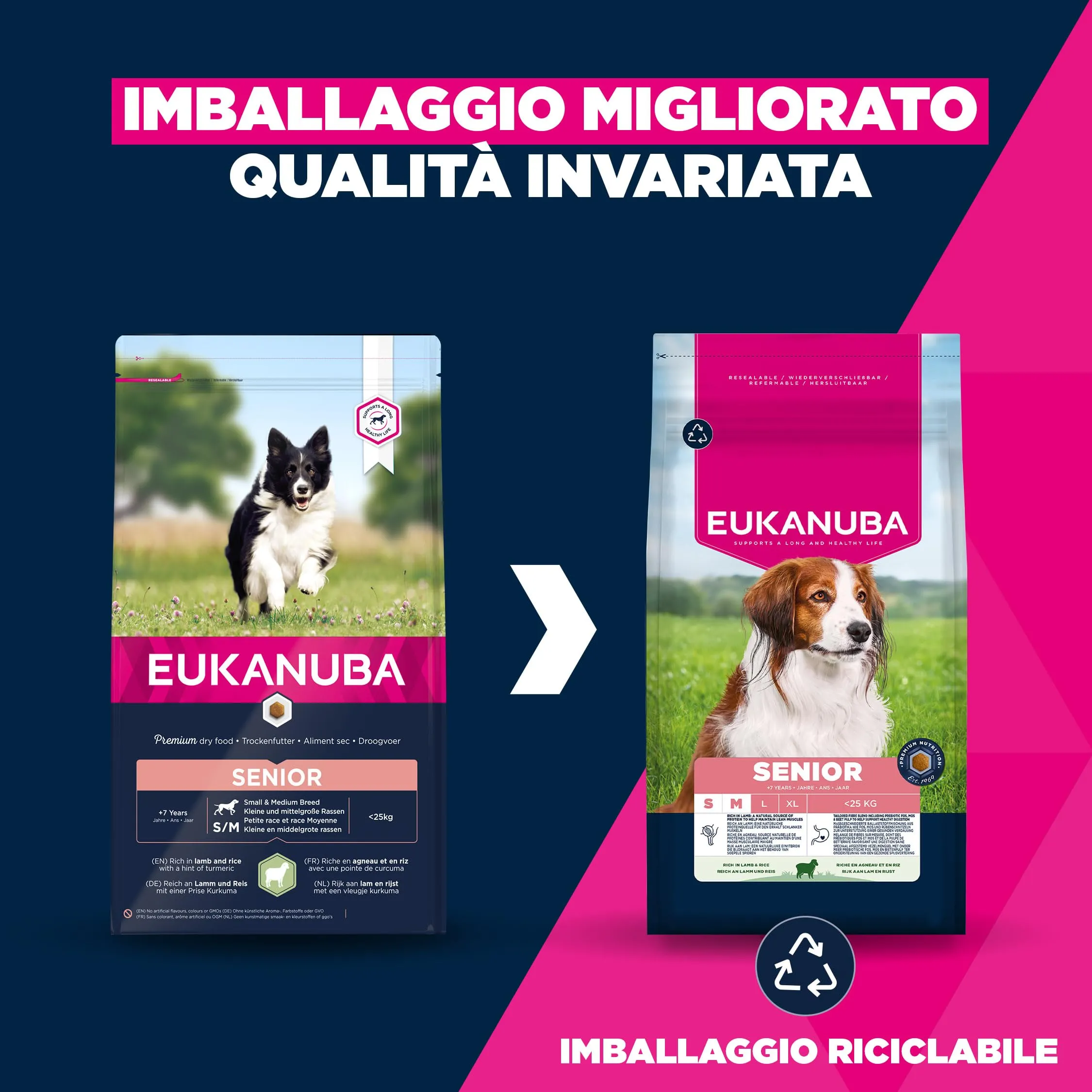 Eukanuba Crocchette per cani anziani piccola/media, agnello e riso, 12 kg - immagine 2