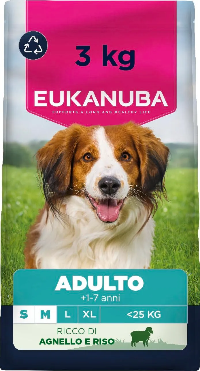 Eukanuba Crocchette per cani adulti taglia piccola/media agnello e riso, 3 kg - immagine 1