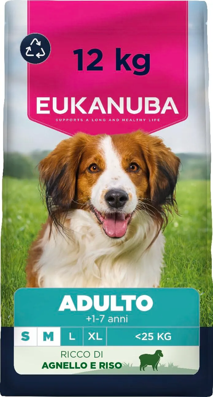 Eukanuba Crocchette cani adulti taglia piccola/media agnello e riso, 12 kg - immagine 1
