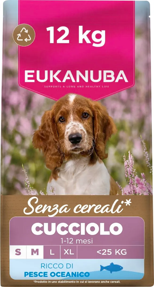 Eukanuba Crocchette per cuccioli taglia piccola/media al pesce, 12 kg - immagine 1