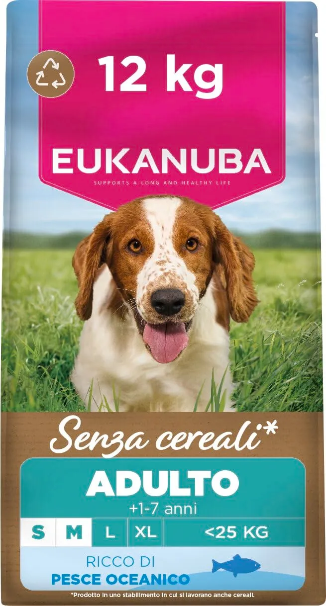 Eukanuba Crocchette per cani adulti taglia piccola/media al pesce, 12 kg - immagine 1