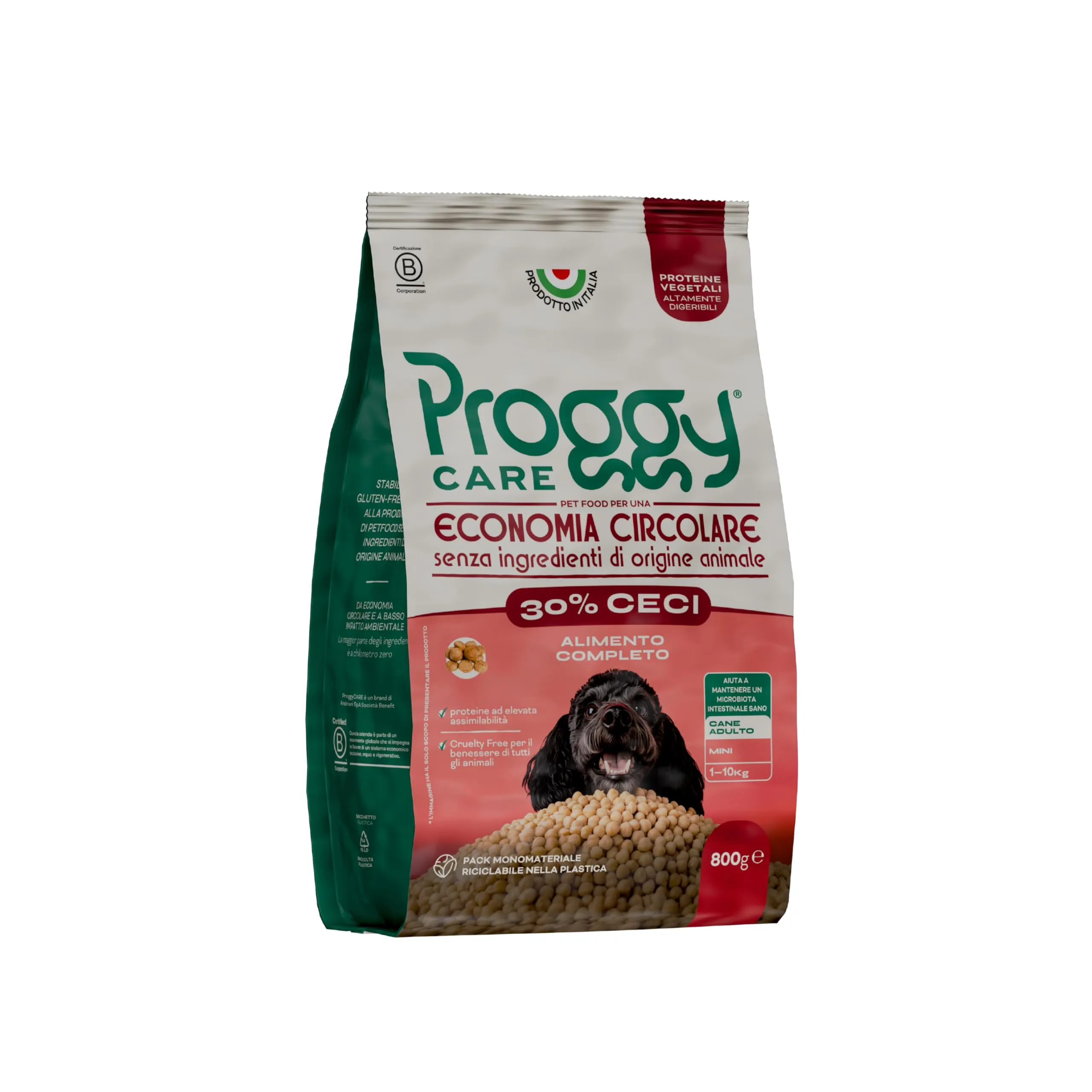 Proggy Care Crocchette per Cani Adulti Mini 3-10 kg, Alimento Completo 100% Vegetale al Gusto Ceci, 800 g - immagine 1