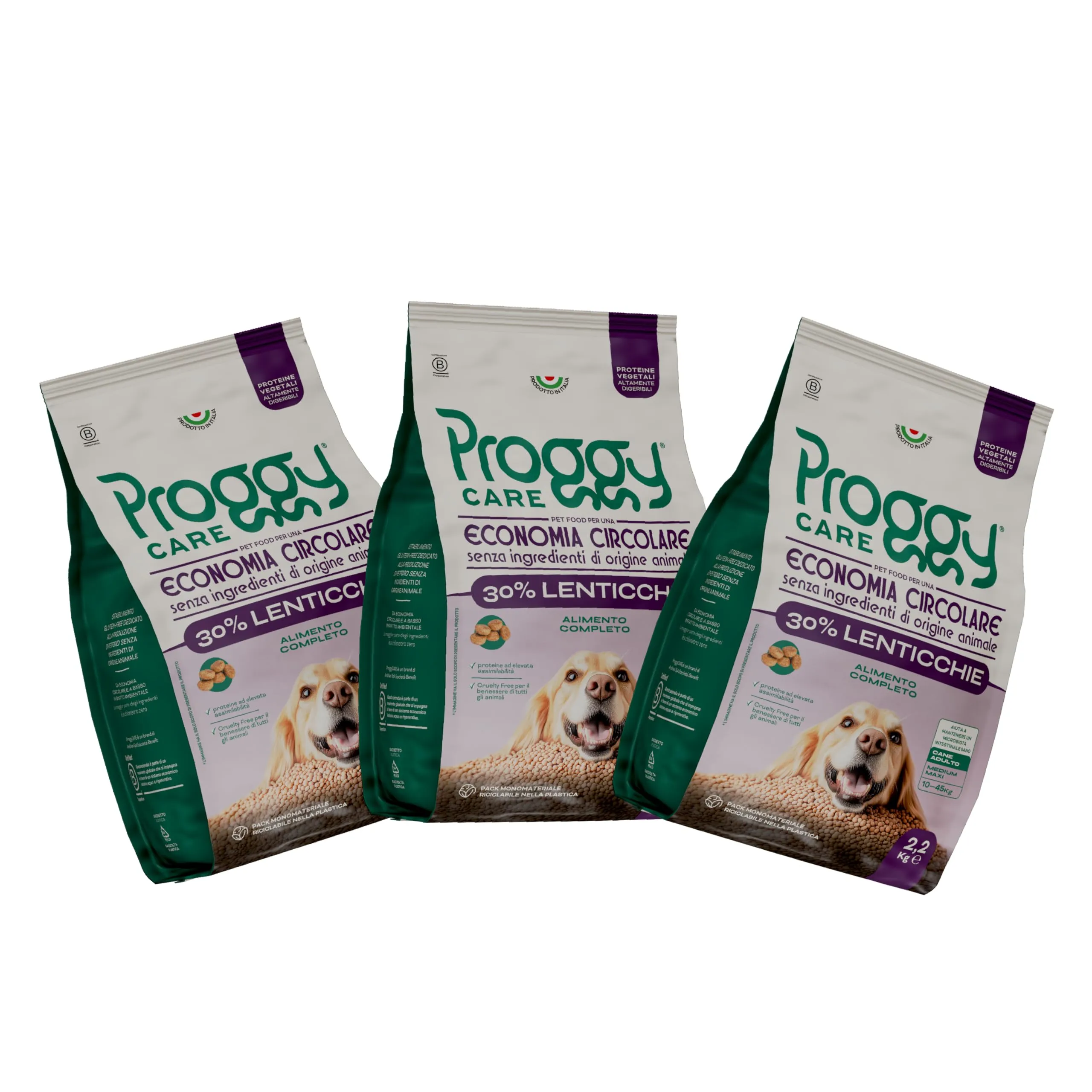 Proggy Care Crocchette Cani Adulti (10–45 kg), Alimento Completo 100% Vegetale, Multipack 3×2,2 kg - immagine 1