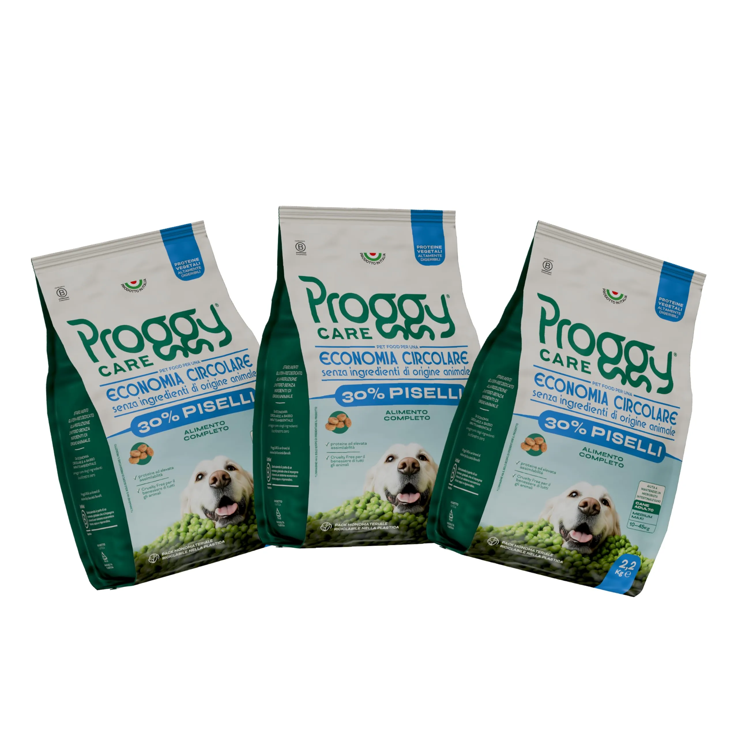Proggy Care Crocchette per Cani Adulti (10–45 kg), Alimento Completo 100% Vegetale, Multipack 3×2,2 kg - immagine 1