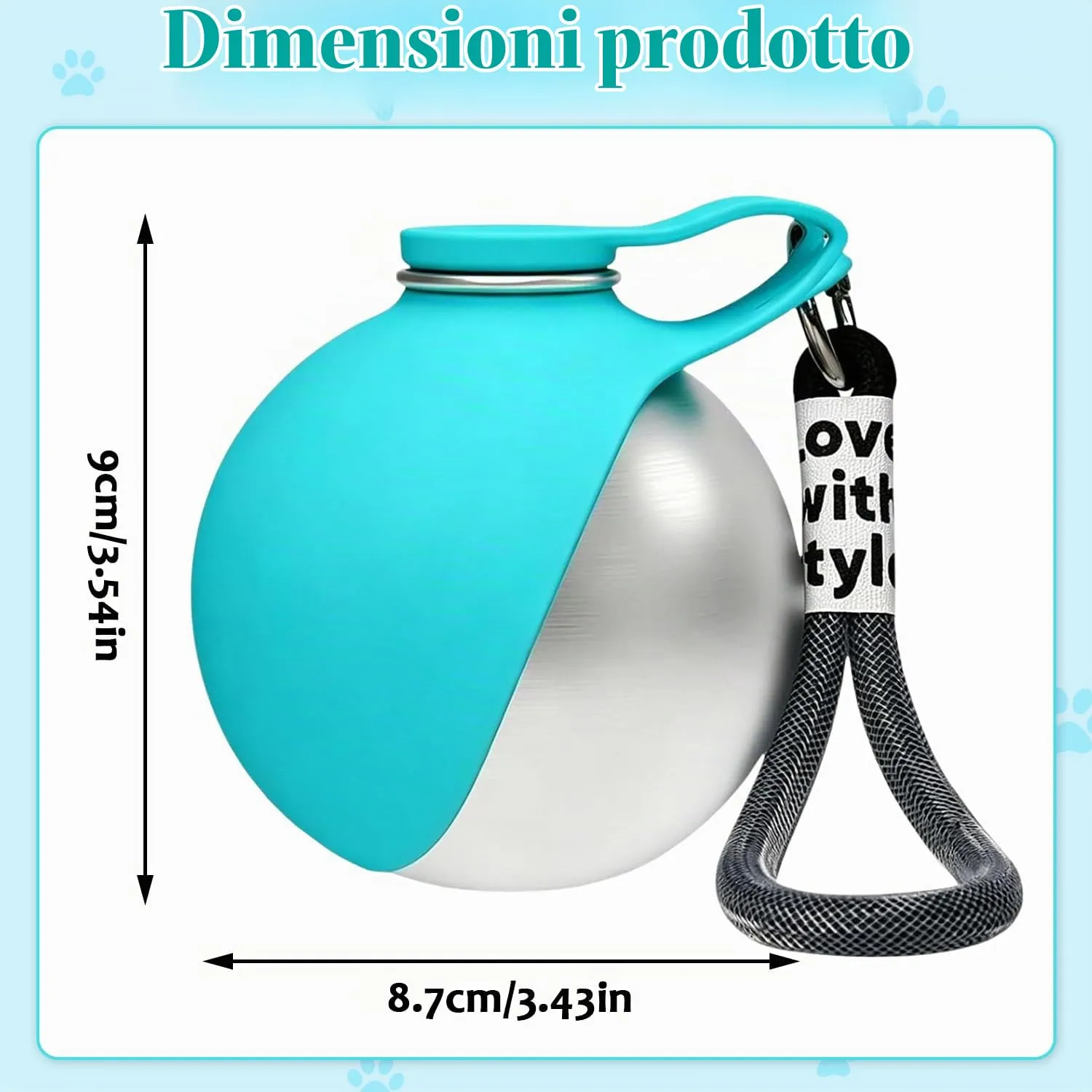 HBSFBH Borraccia Portatile per Cani in Acciaio Inossidabile con Ciotola in Silicone (M2) - immagine 2