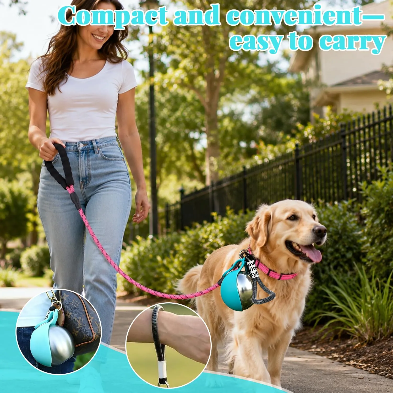 HBSFBH Borraccia Portatile per Cani in Acciaio Inossidabile con Ciotola in Silicone (M2) - immagine 6