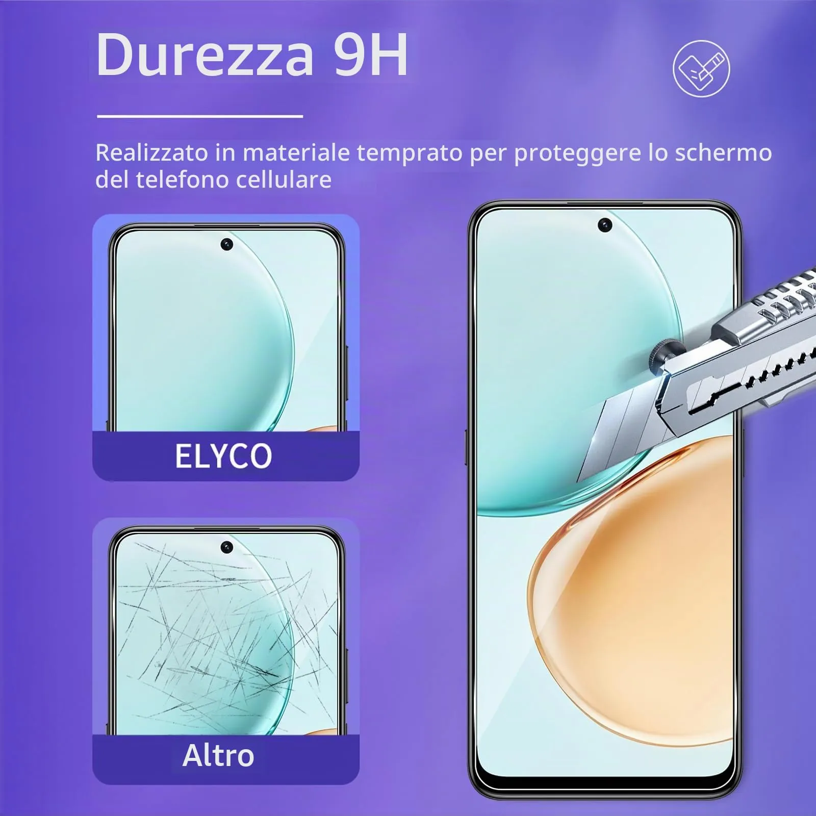 ELYCO Vetro Temperato per Honor 400 Smart 4G, 3+2 Pezzi - immagine 3