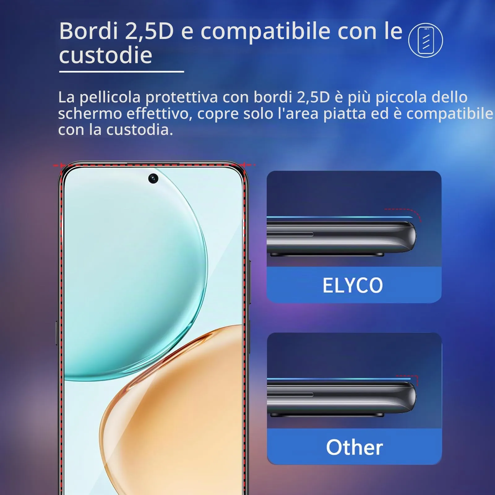 ELYCO Vetro Temperato per Honor 400 Smart 4G, 3+2 Pezzi - immagine 5