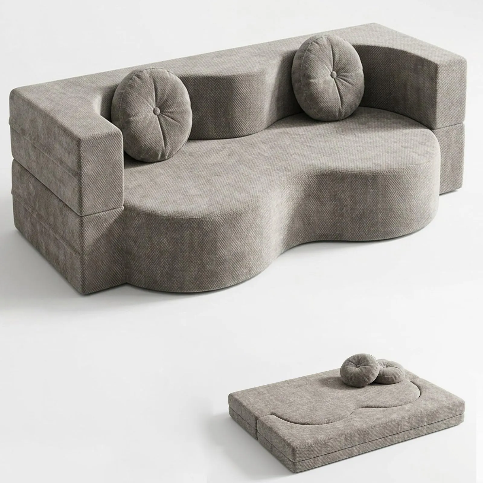 NOYHHAV Divano-Letto Convertibile, Fodera Sfoderabile e Lavabile, Grigio, 150x100cm - immagine 1