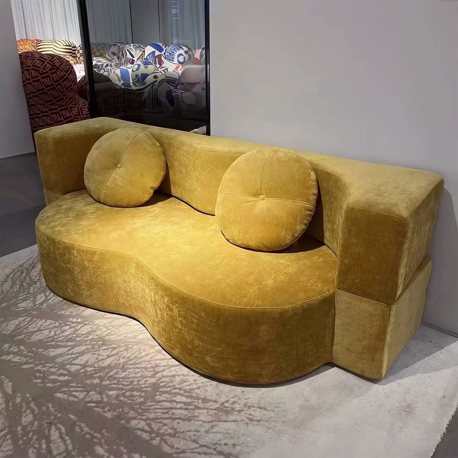 NOYHHAV Divano-Letto Convertibile Senza Osso, Fodera Sfoderabile e Lavabile, Giallo, 150x100CM - immagine 2