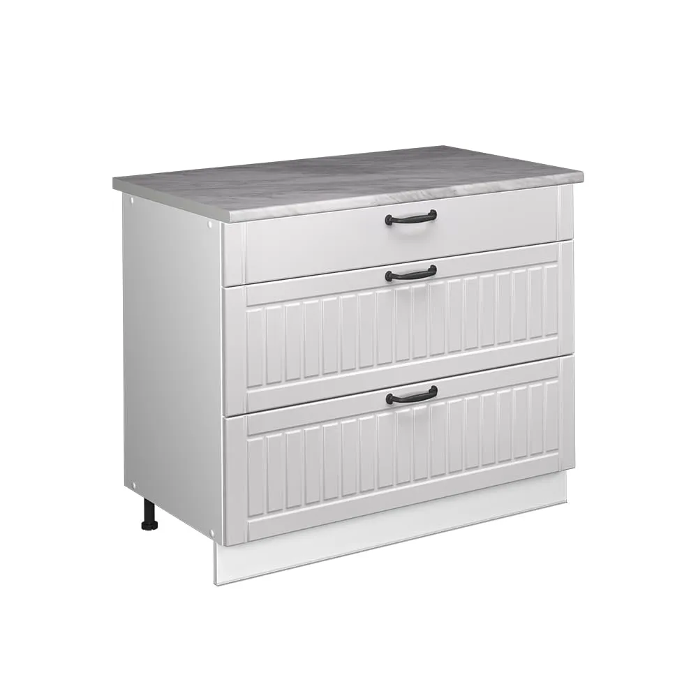 Vicco Mobiletto base per cucina Fame-Line, Bianco country/Bianco, 100 cm - immagine 1