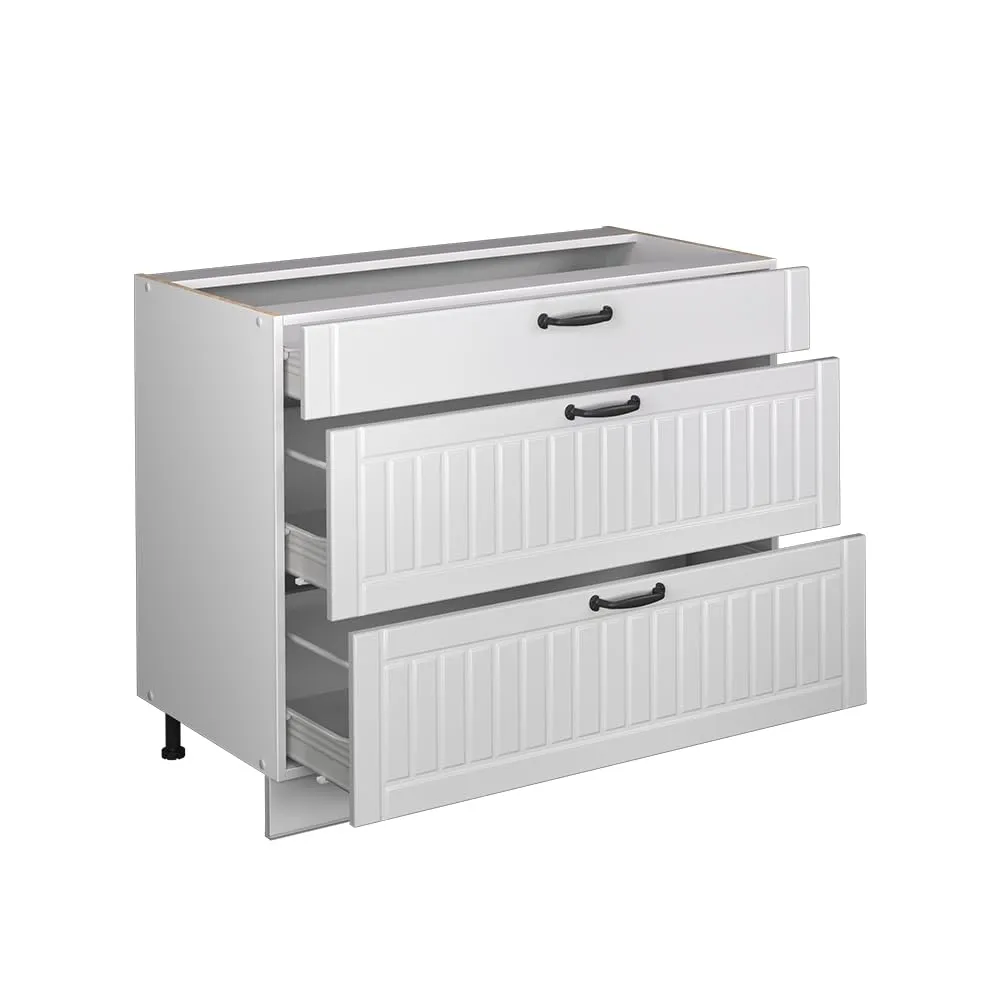 Vicco Mobiletto base per cucina Fame-Line, Bianco country/Bianco, 100 cm - immagine 7