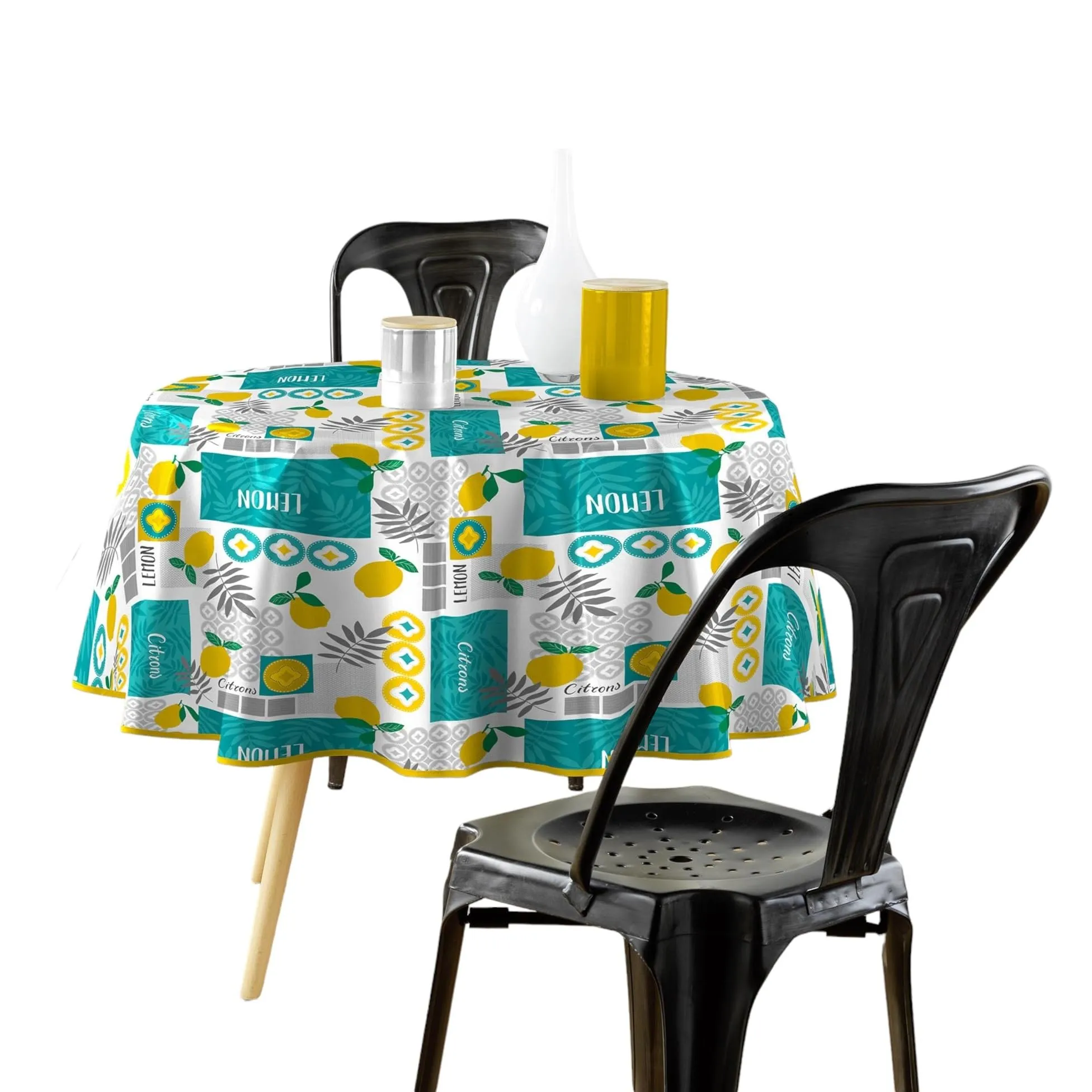 Douceur d'Intérieur Tovaglia Rotonda Citronnade, PVC Stampato, 160 cm - immagine 1