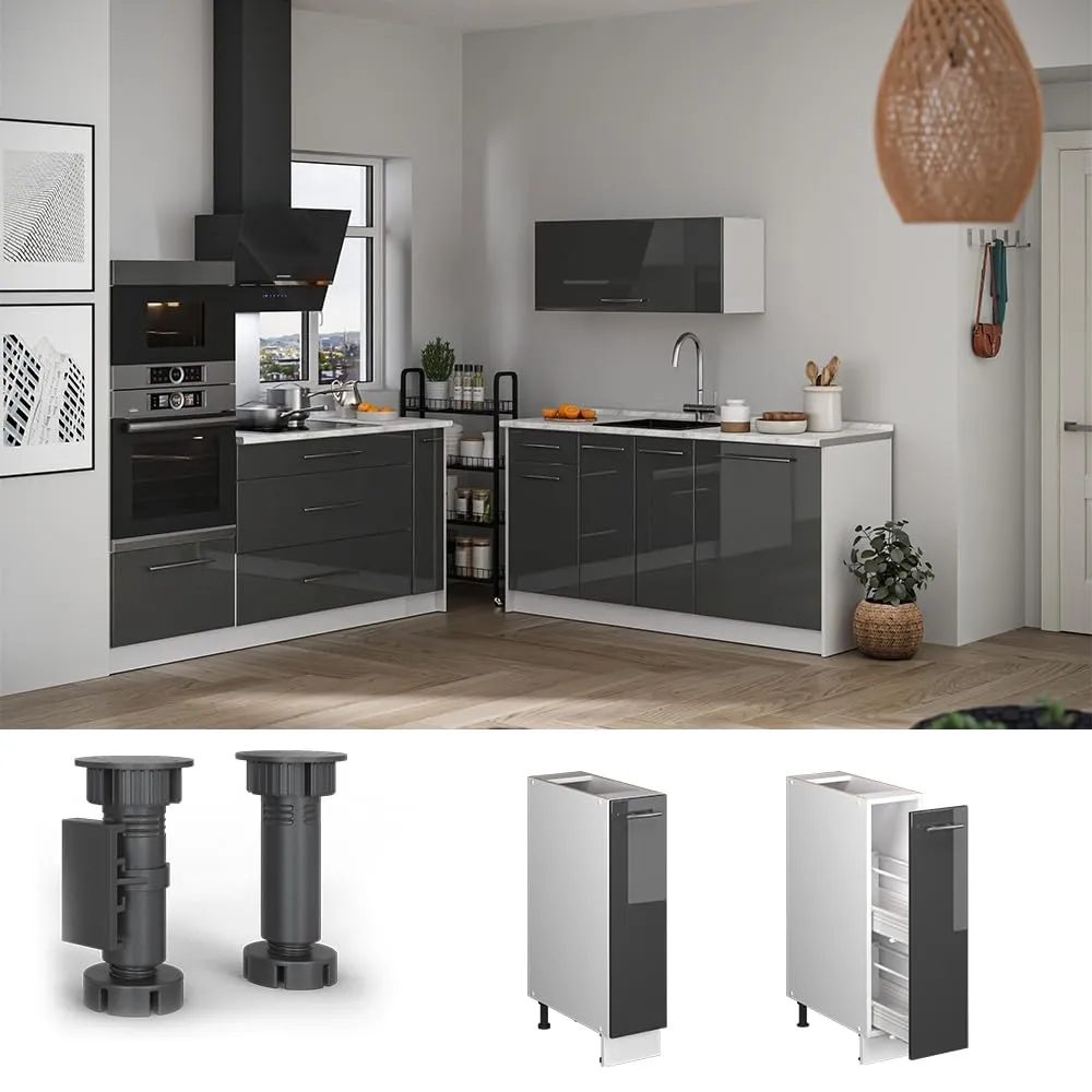Vicco Fame-Line Dispensa Cucina Antracite Lucido/Bianco 20 cm - immagine 4