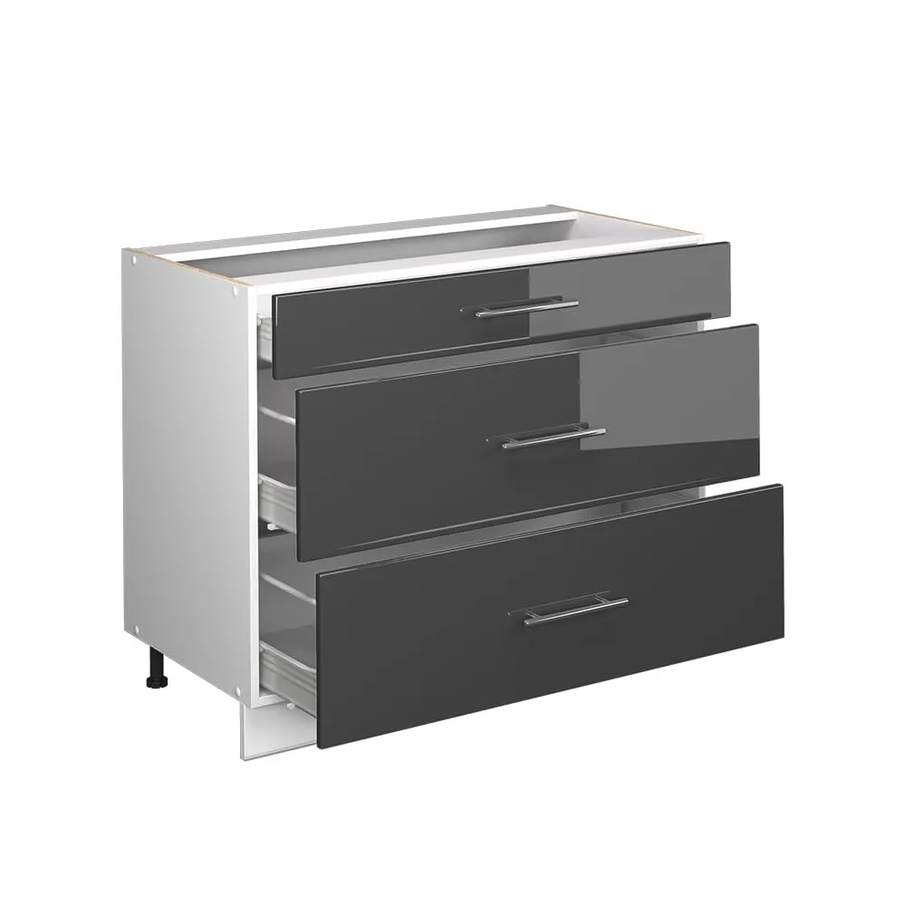 Vicco Mobiletto base per cucina Fame-Line, Antracite lucido/Bianco, 100 cm - immagine 7