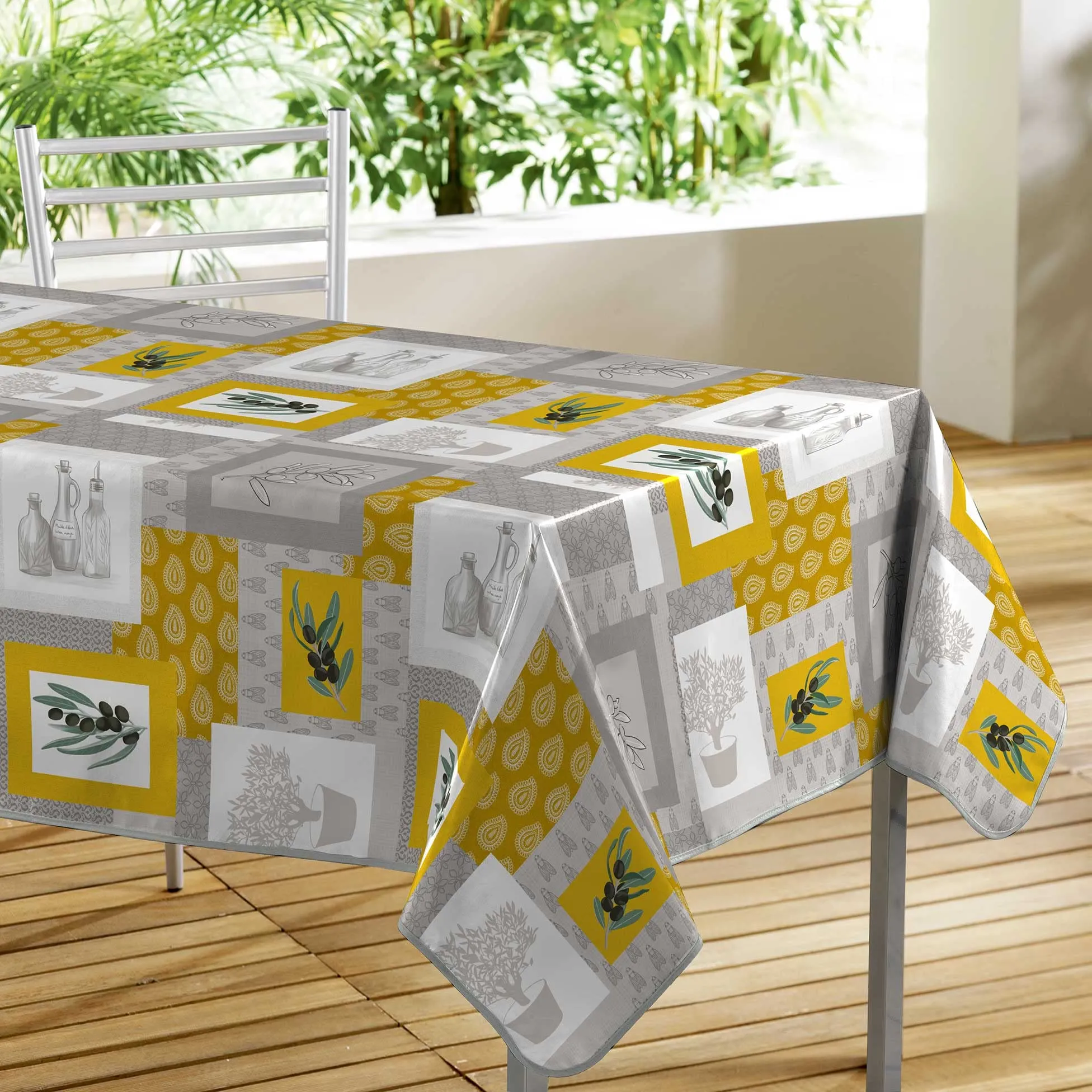 Douceur d'Intérieur Tovaglia Rettangolare Graziella Giallo, 140 x 300 cm, PVC Stampata - immagine 1