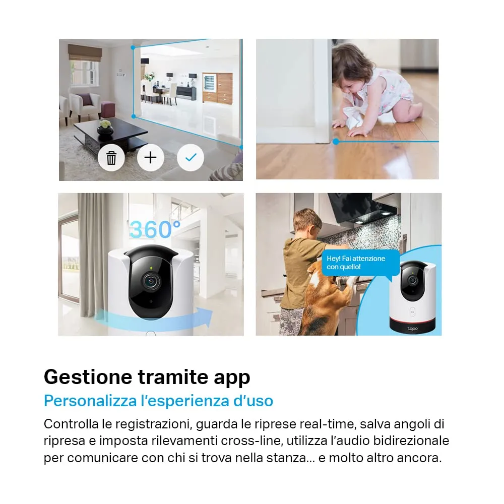 Tapo C225 2K QHD WiFi Indoor Surveillance Camera 360° PTZ - immagine 8