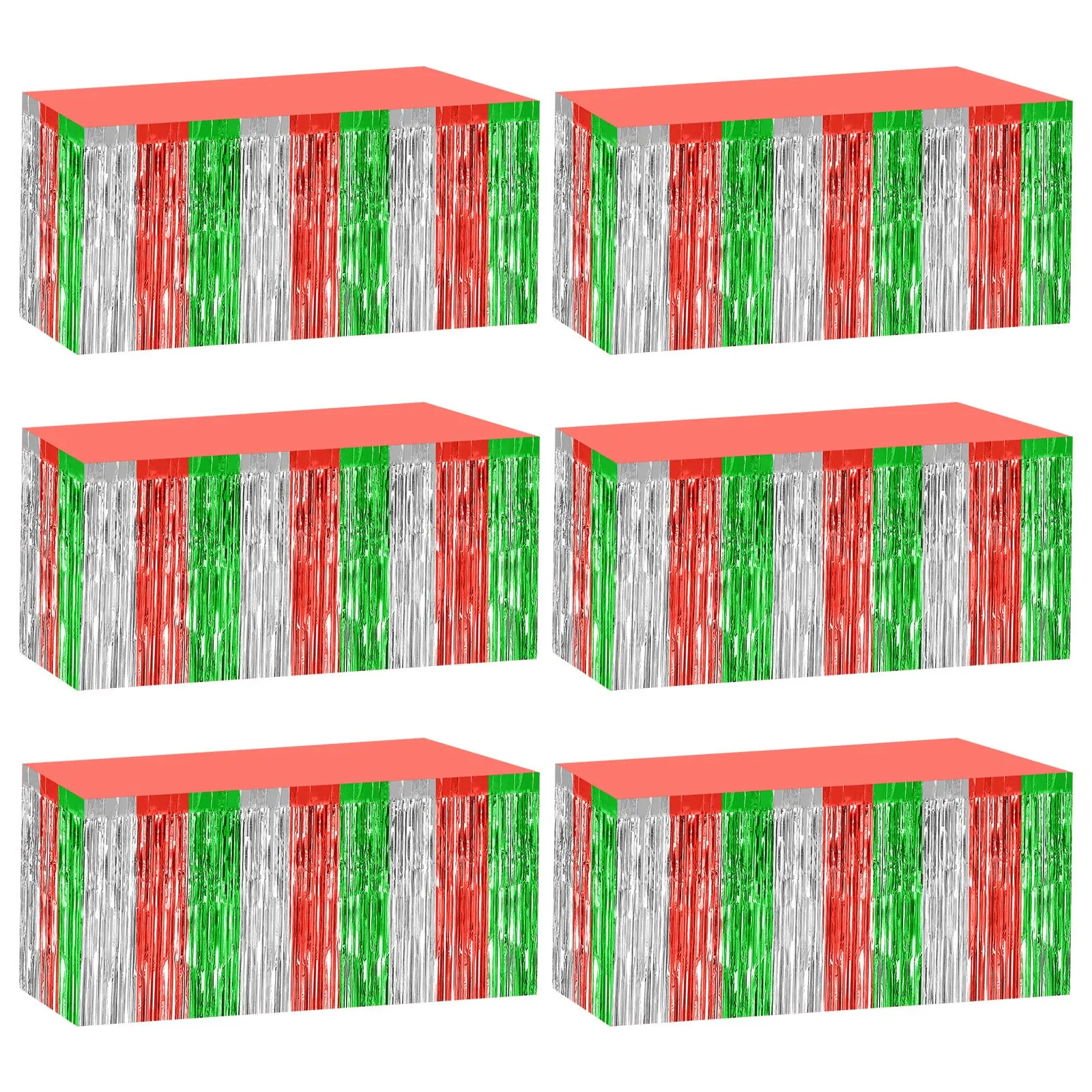 Bouiexye Gonne da Tavolo con Frange in Lamina Rossa, 75 x 274 cm, Set da 6 - immagine 1