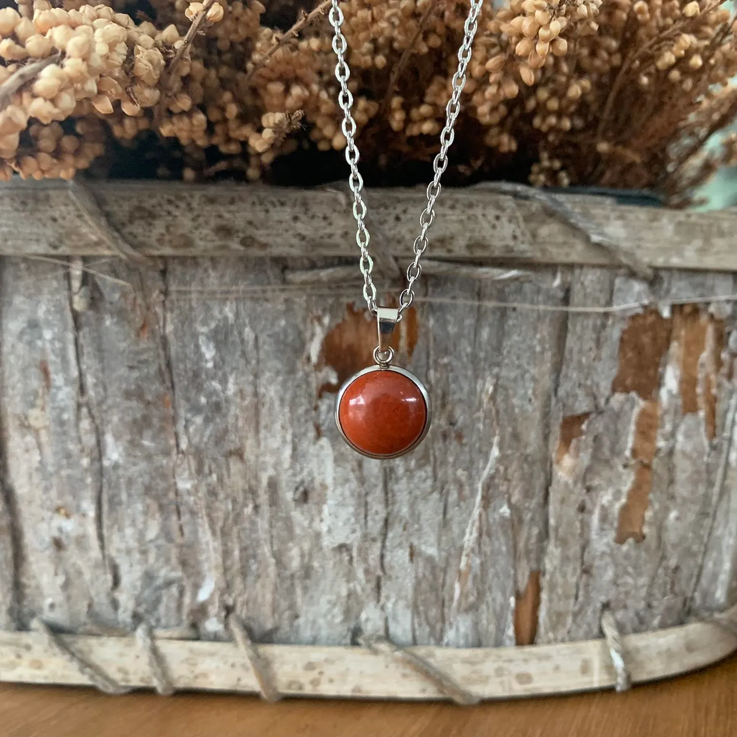 ASTER ALHELÍ Collana Donna in Acciaio Inox Argentato con Ciondolo in Diaspro Rosso - immagine 6