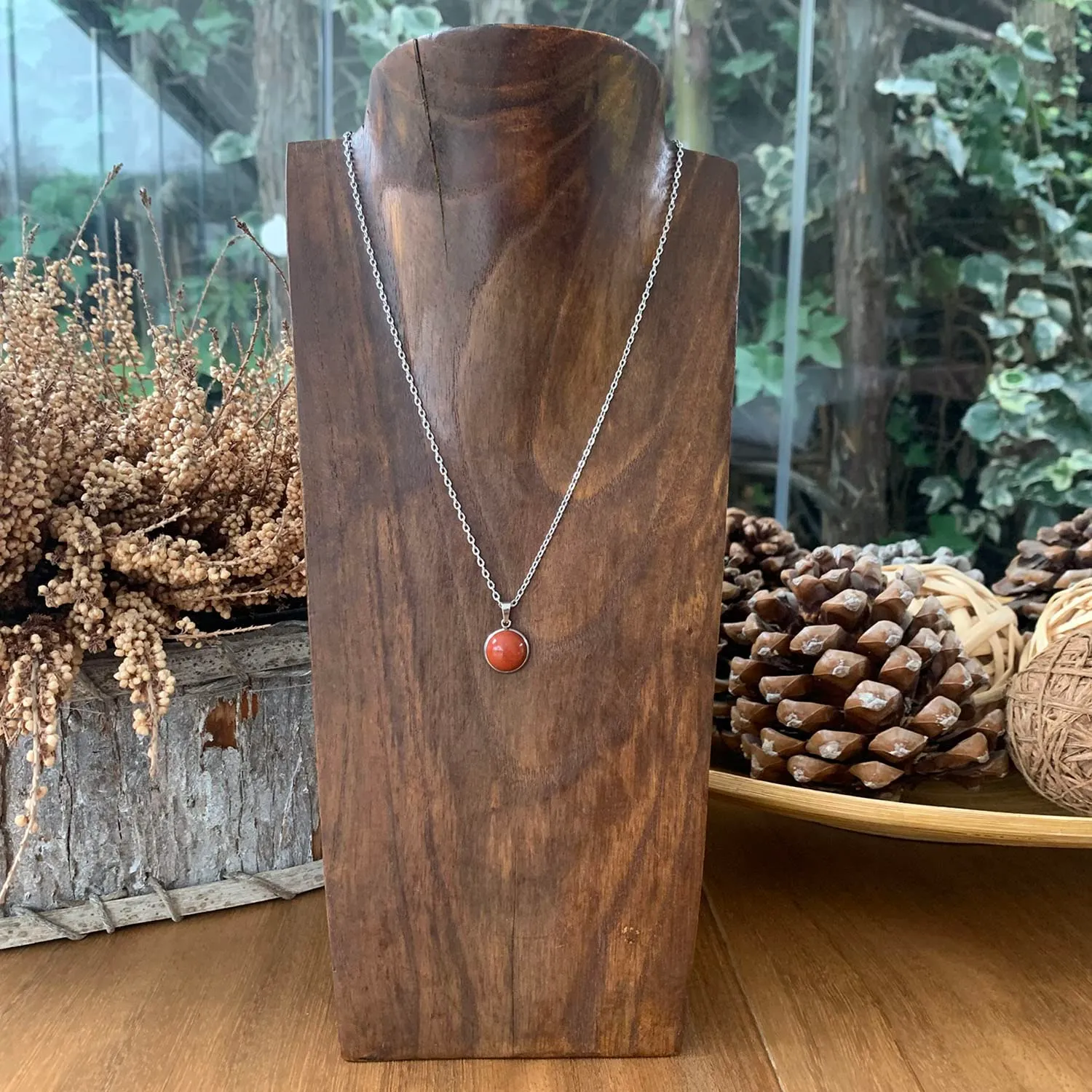 ASTER ALHELÍ Collana Donna in Acciaio Inox Argentato con Ciondolo in Diaspro Rosso - immagine 9