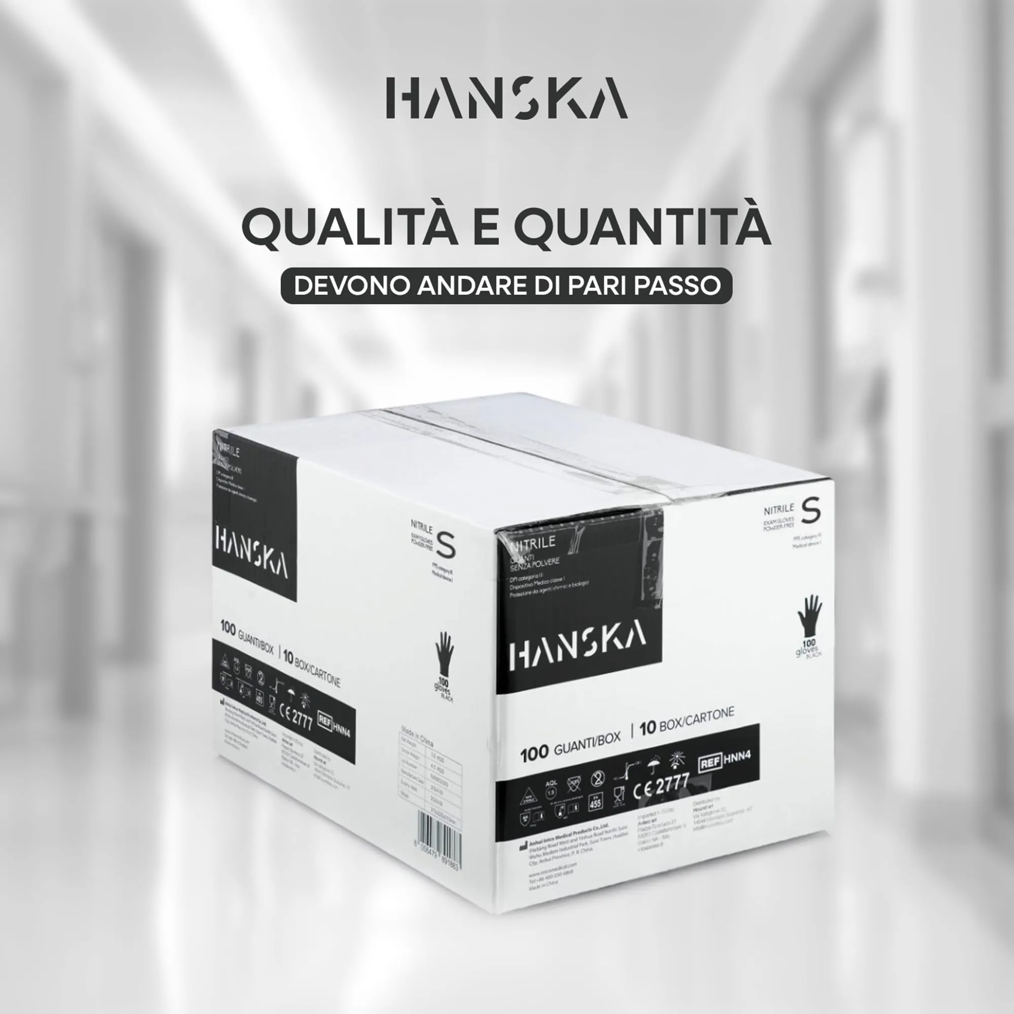 Hanska Guanti Monouso Nitrile Neri, Senza Polvere, Ambidestri, Non Sterili (1000 pezzi, S) - immagine 2