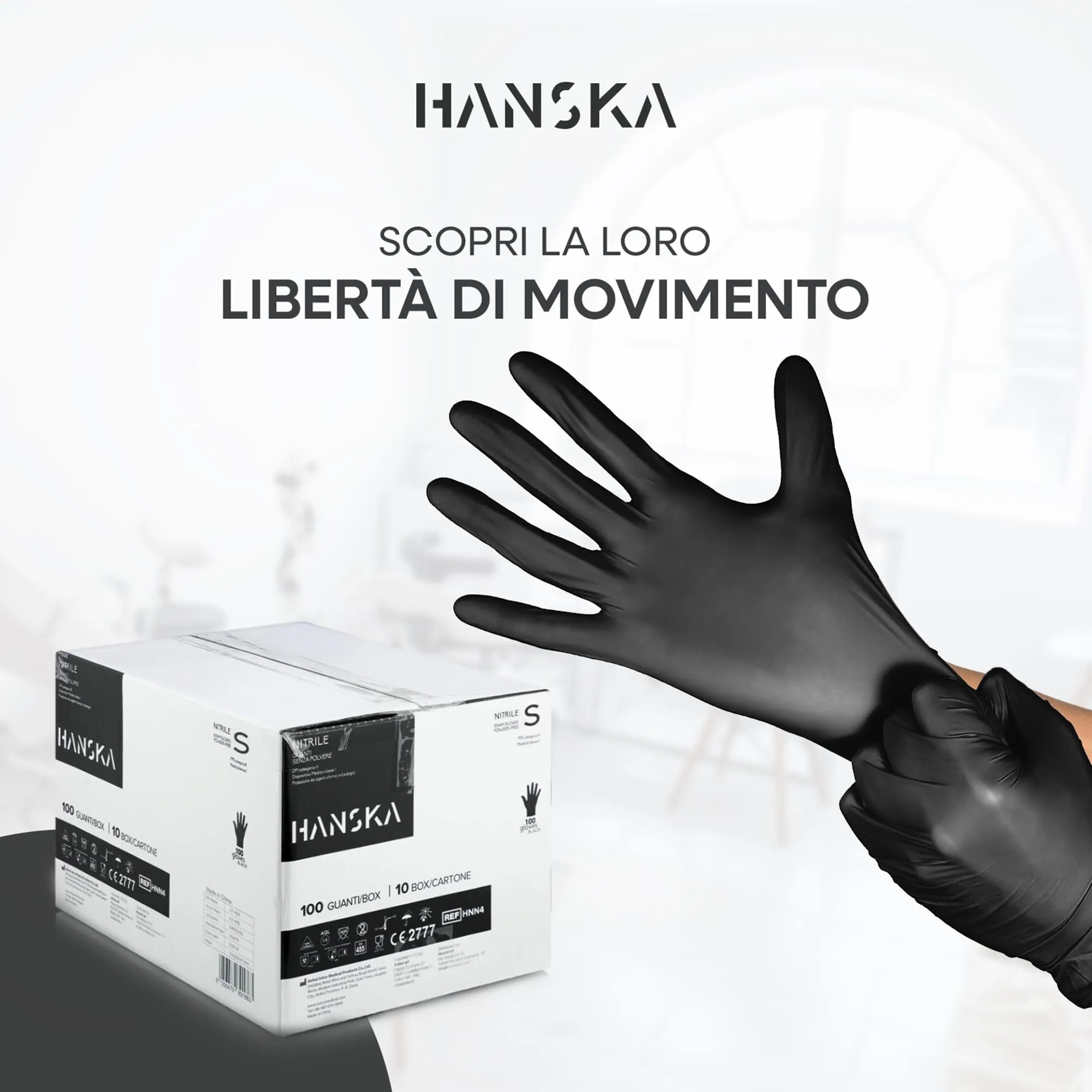 Hanska Guanti Monouso Nitrile Neri, Senza Polvere, Ambidestri, Non Sterili (1000 pezzi, S) - immagine 3