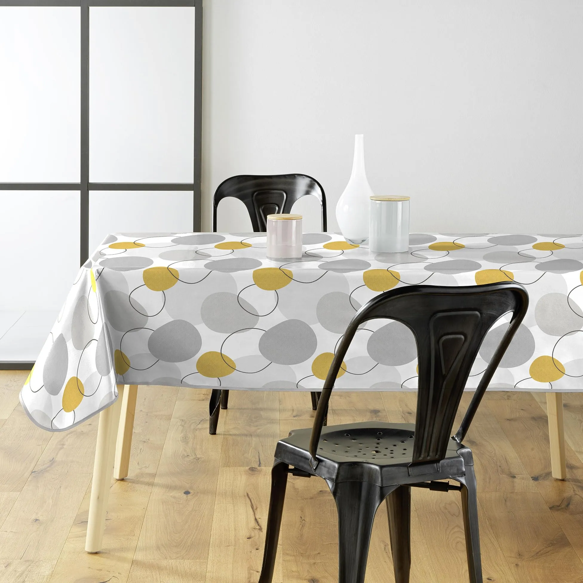 Douceur d'Intérieur Disco Tovaglia Rettangolare, 140 x 240 cm, Giallo, PVC Stampato - immagine 1