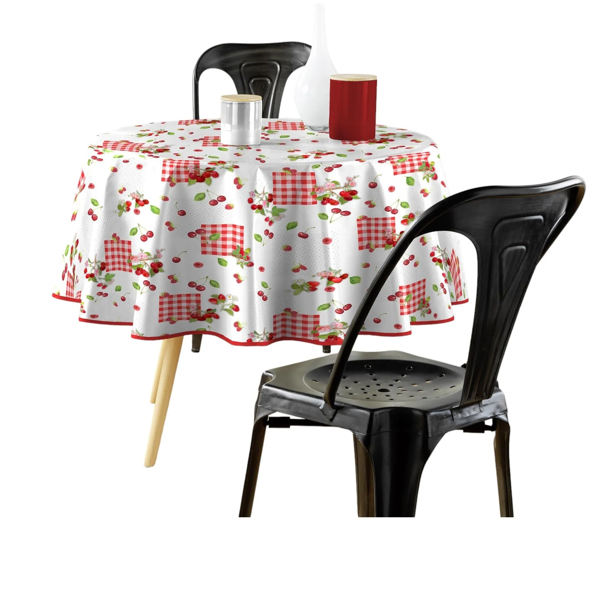 Douceur d'Intérieur Tovaglia Rotonda Cerise, PVC Stampato, 160 cm - immagine 1