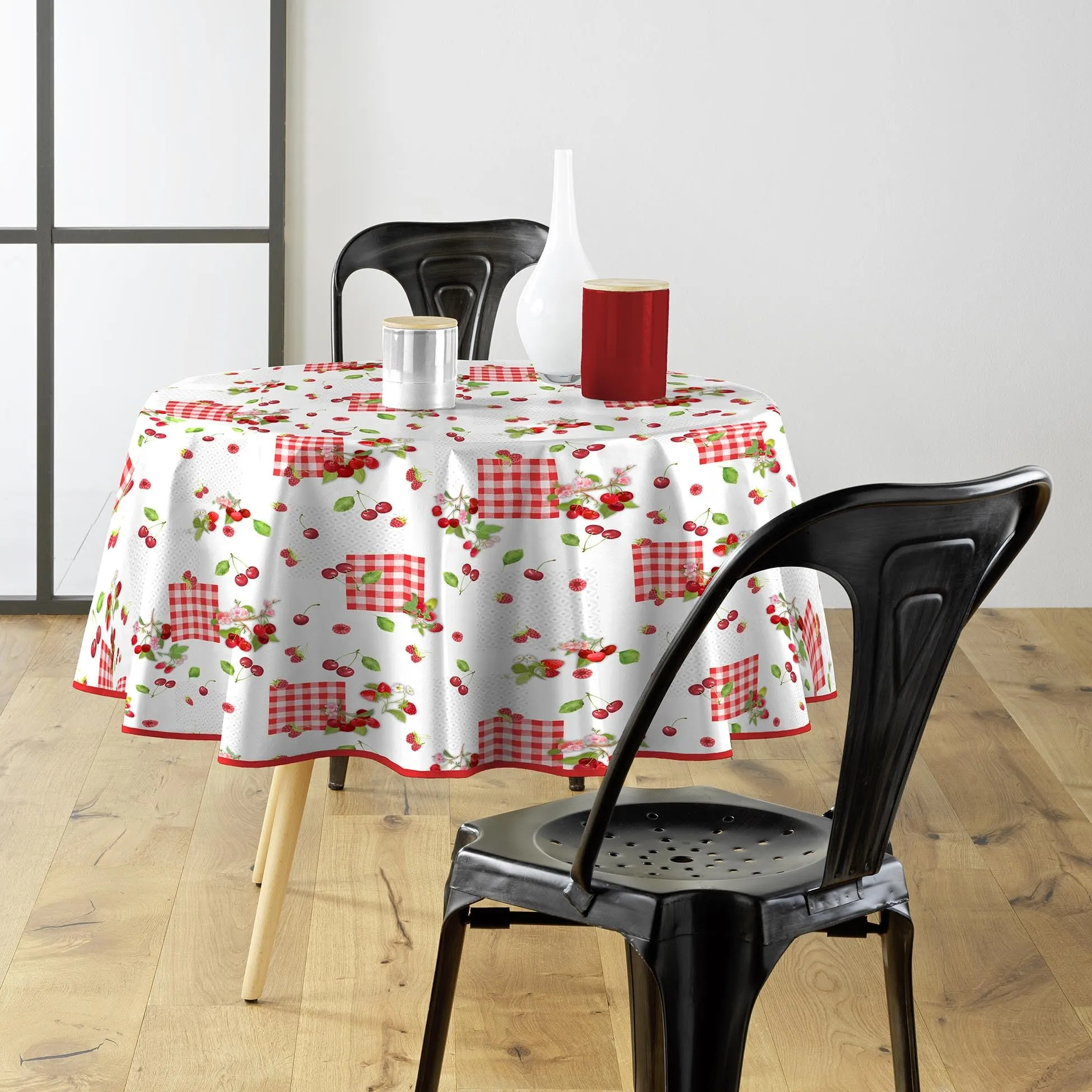 Douceur d'Intérieur Tovaglia Rotonda Cerise, PVC Stampato, 160 cm - immagine 2