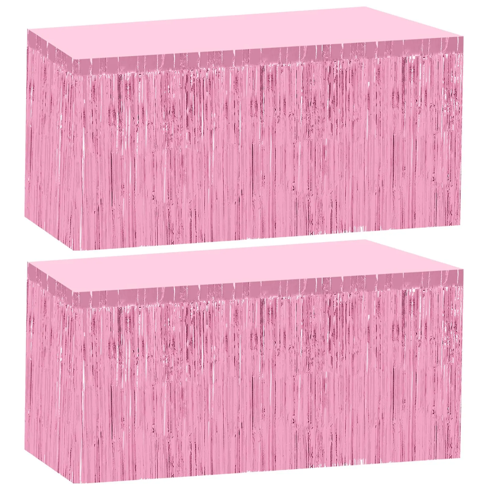 Bouiexye Gonne da Tavolo Usa e Getta con Frange in Lamina Rosa, 75 x 274 cm, Set da 2 - immagine 1