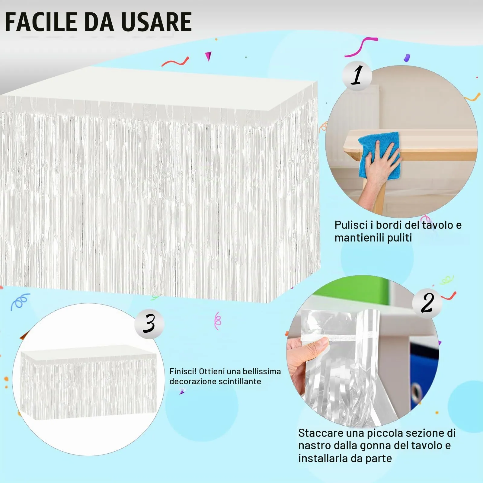 Bouiexye Gonne da Tavolo Usa e Getta, 2 Pezzi, 75 x 274 cm - immagine 4