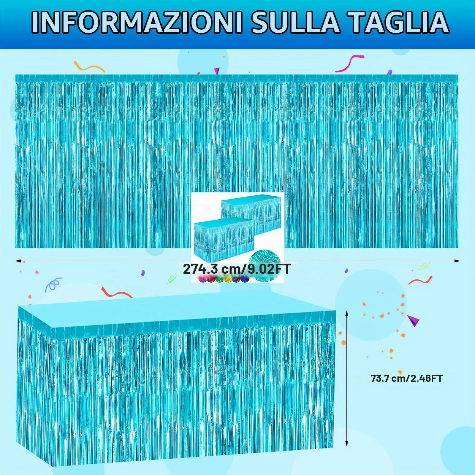 Bouiexye Gonne da Tavolo Usa e Getta con Frange, 75 x 274 cm, Confezione da 2 - immagine 2