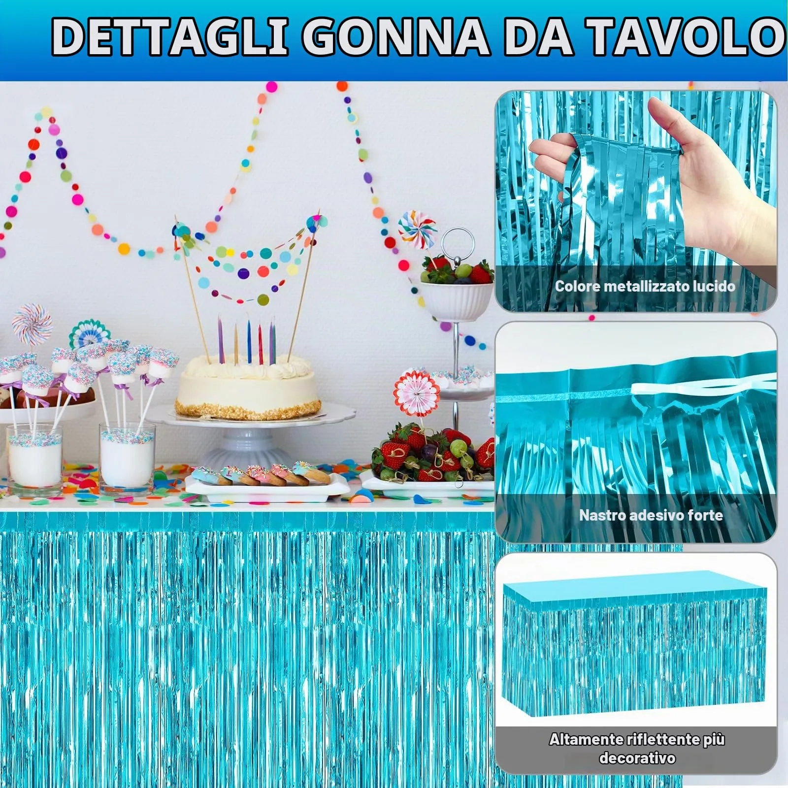 Bouiexye Gonne da Tavolo Usa e Getta con Frange, 75 x 274 cm, Confezione da 2 - immagine 3