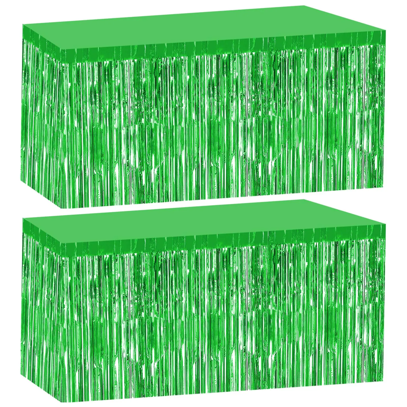 Bouiexye Gonne da Tavolo con Frange in Lamina Verde, 75 x 274 cm, Set da 2 - immagine 1