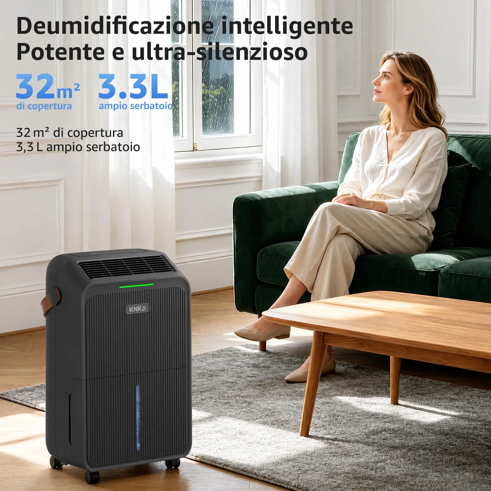 KNKA Deumidificatore Casa 16L/giorno Grigio Fucile - immagine 2
