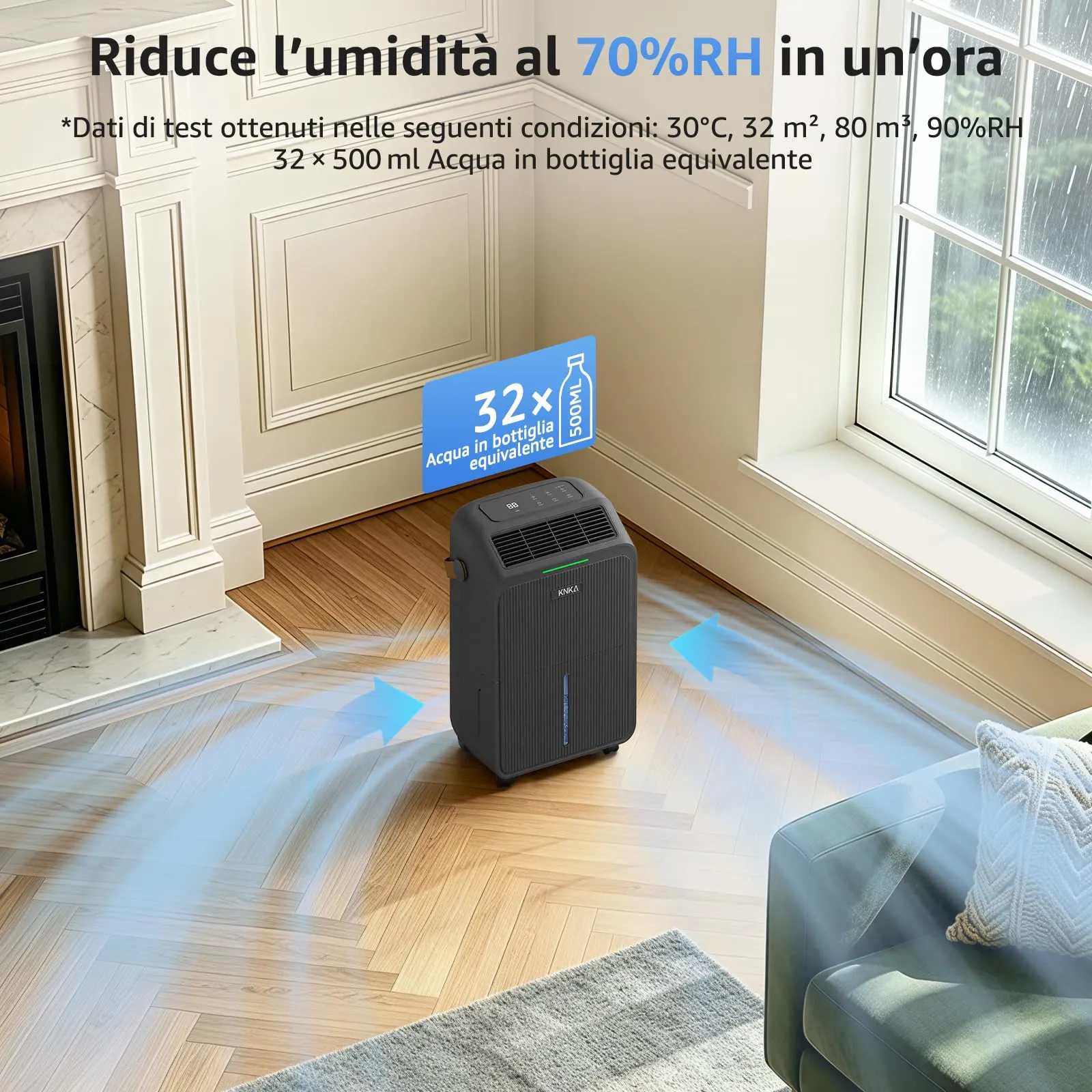 KNKA Deumidificatore Casa 16L/giorno Grigio Fucile - immagine 4
