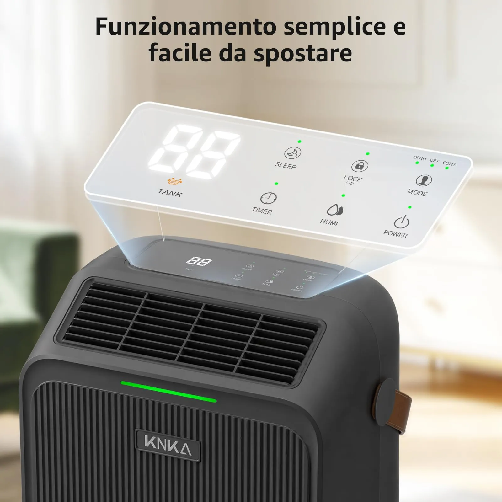 KNKA Deumidificatore Casa 16L/giorno Grigio Fucile - immagine 6