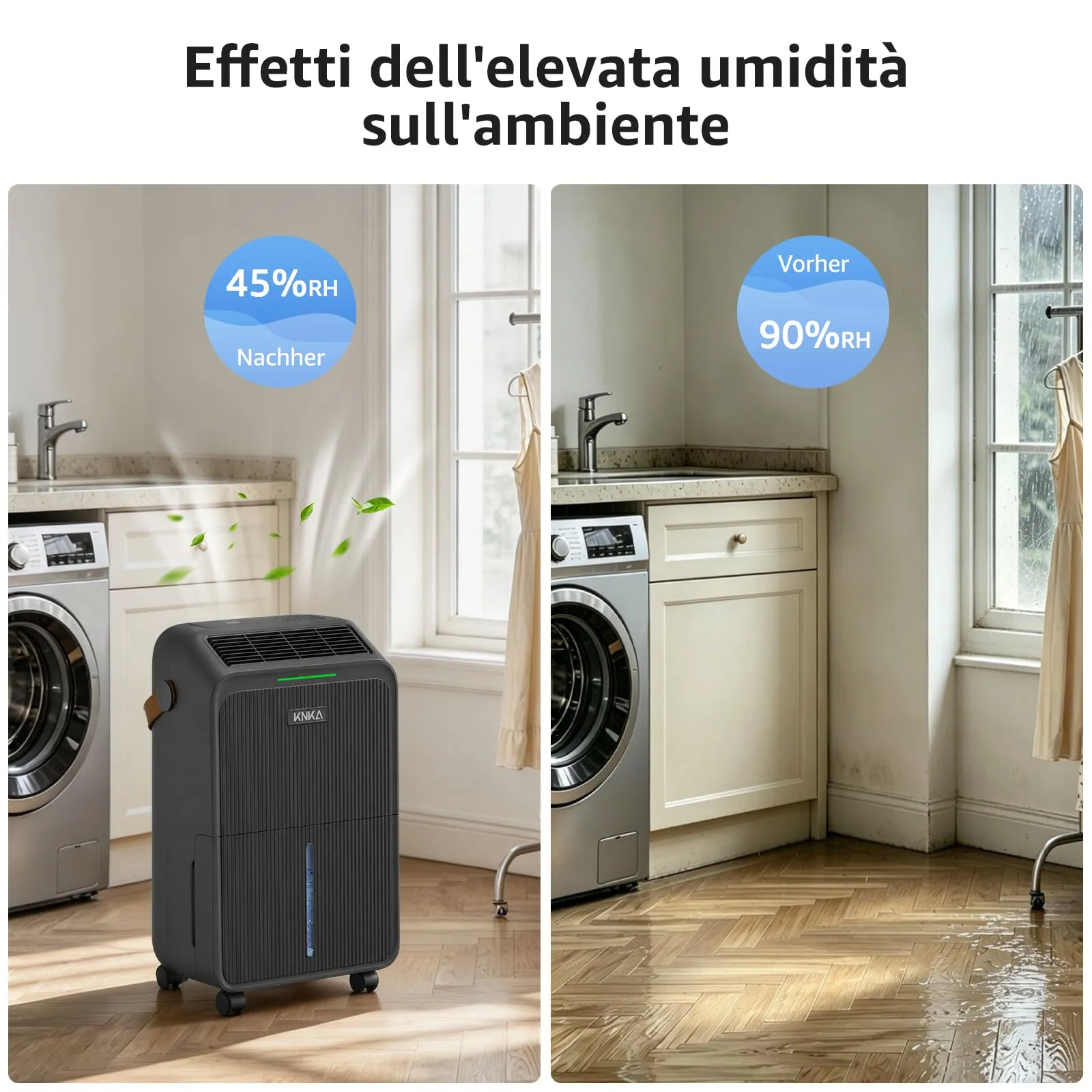 KNKA Deumidificatore Casa 16L/giorno Grigio Fucile - immagine 8