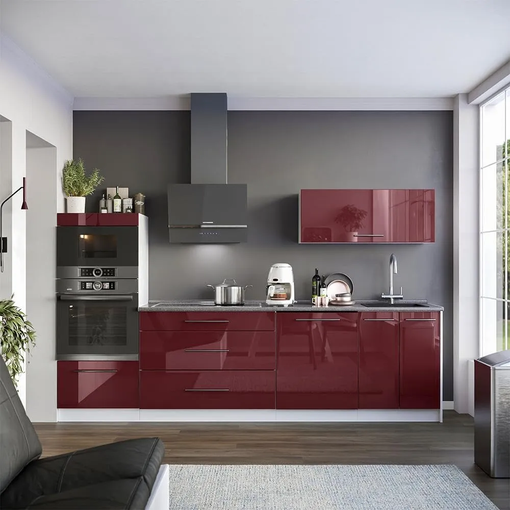 Vicco Fame-Line Mobiletto base per cucina, Bordeaux lucido/Bianco, 100 cm - immagine 5