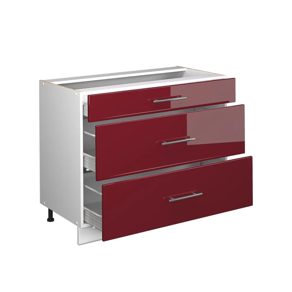 Vicco Fame-Line Mobiletto base per cucina, Bordeaux lucido/Bianco, 100 cm - immagine 6