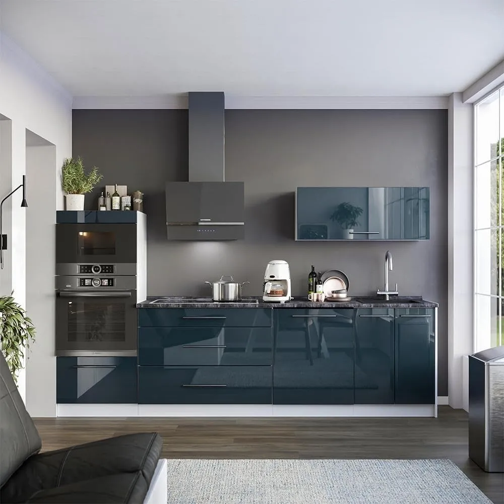 Vicco Fame-Line Mobiletto Base per Cucina Blu Scuro Lucido/Bianco 100 cm - immagine 5