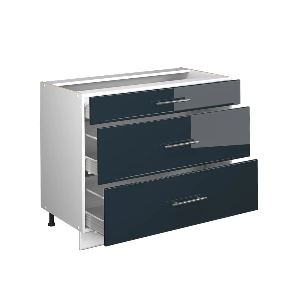 Vicco Fame-Line Mobiletto Base per Cucina Blu Scuro Lucido/Bianco 100 cm - immagine 6