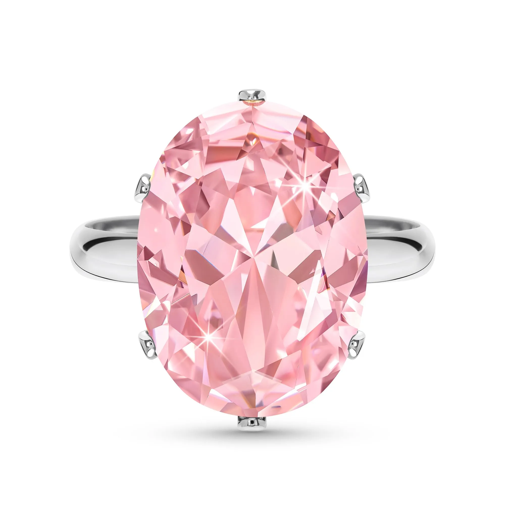 Linawe Anello in argento regolabile con diamante moissanite rosa per donna - immagine 1